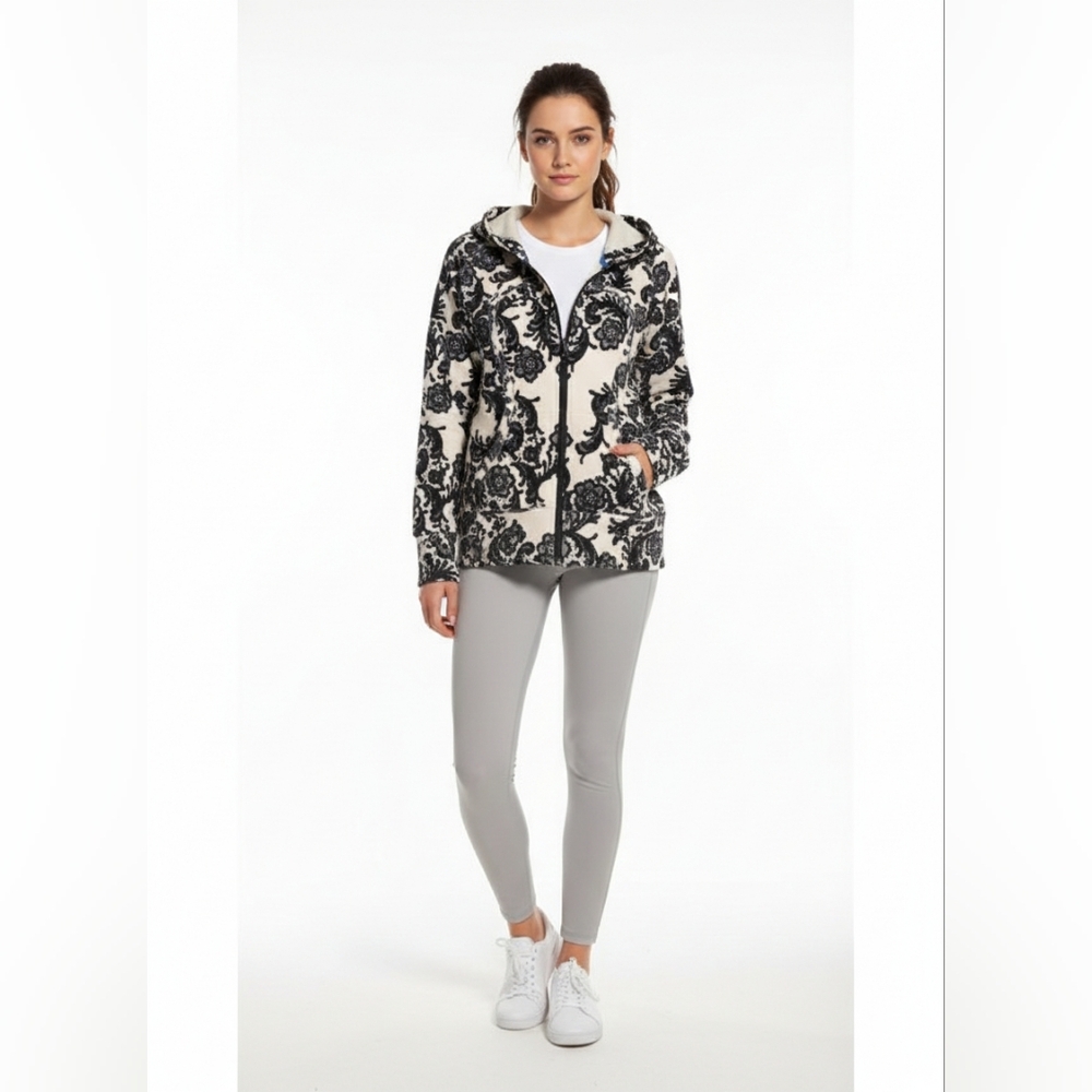 lululemon athletica Black and Cream Patterned Zip Hoodie Jacket